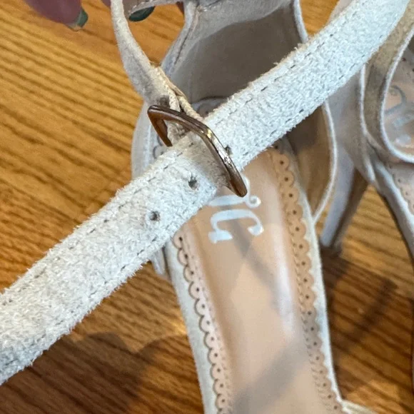 Chic Cream Ankle Strap Heels - Picture 5 of 15